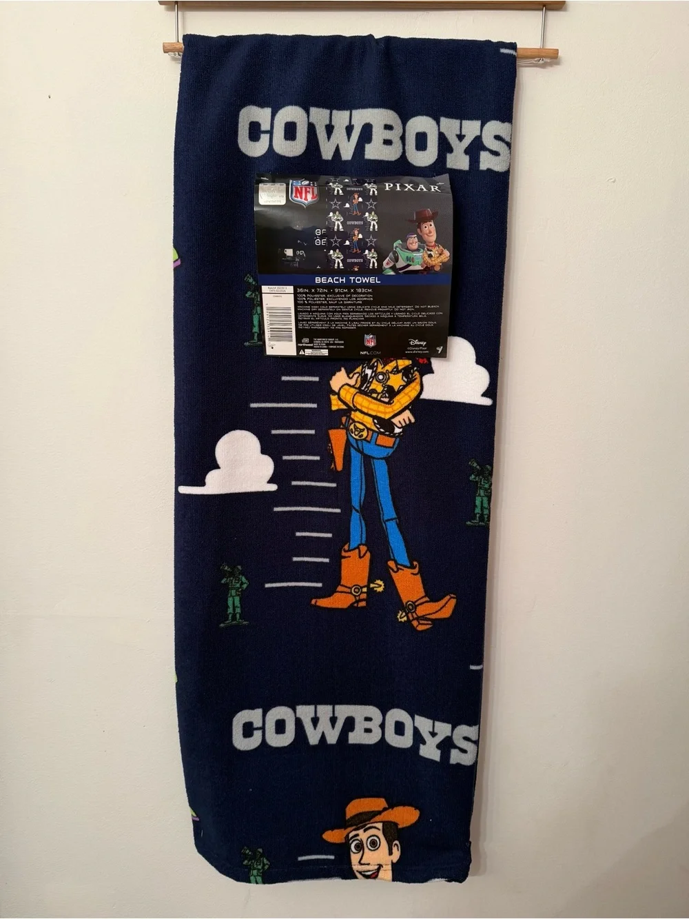 Dallas Cowboys Pixar Toy Story Woody Buzz Beach Towel 36x72 NFL Disney